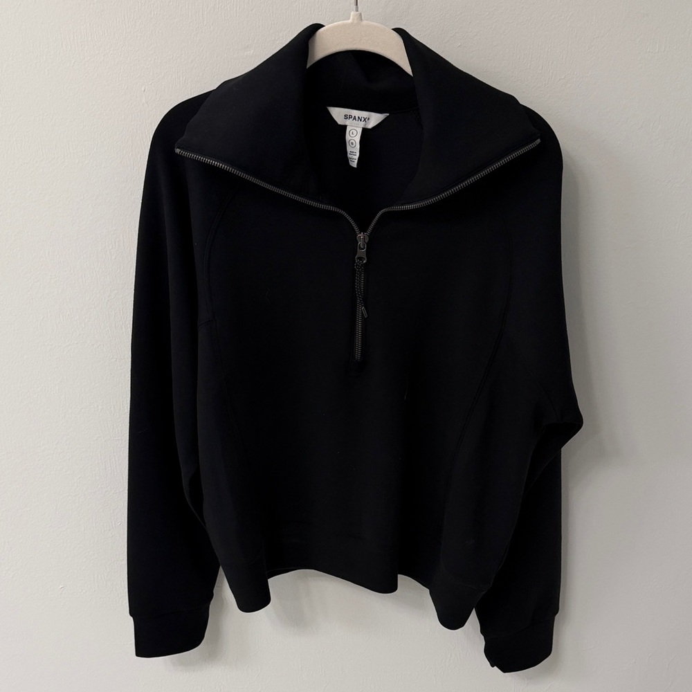 SPANX Black Quarter-Zip Pullover